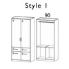  2 Doors & 4 Drawers White High Gloss Wardrobe - W91 CM - Interior Style 1