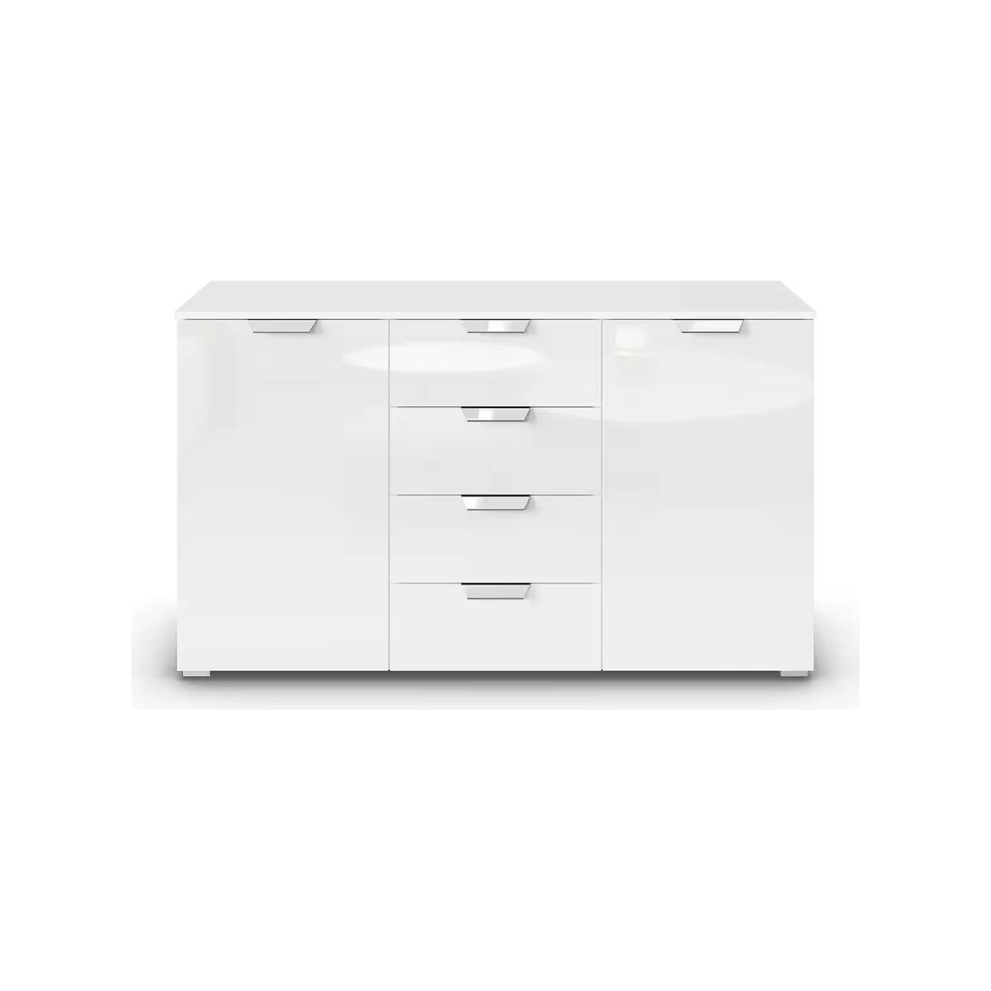 Rauch Glamour Chest of 2 Door & 4 Drawer White High Gloss Effect - Front Closeup View