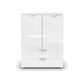 Rauch Glamour Chest of Tall 2 Door & 2 Drawer White High Gloss Effect - Front Closeup View