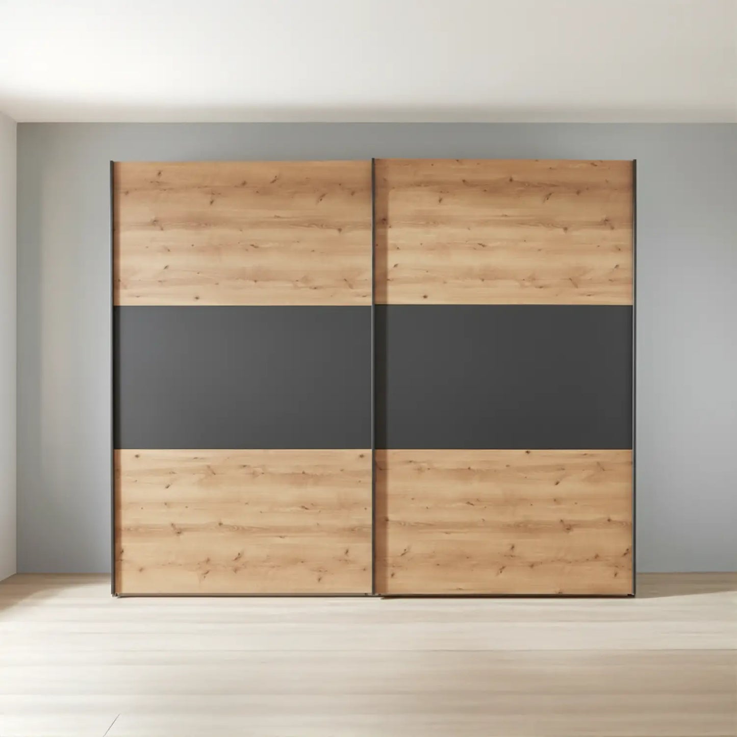 Corfu Bianco Oak & Graphite Sliding Door Wardrobe