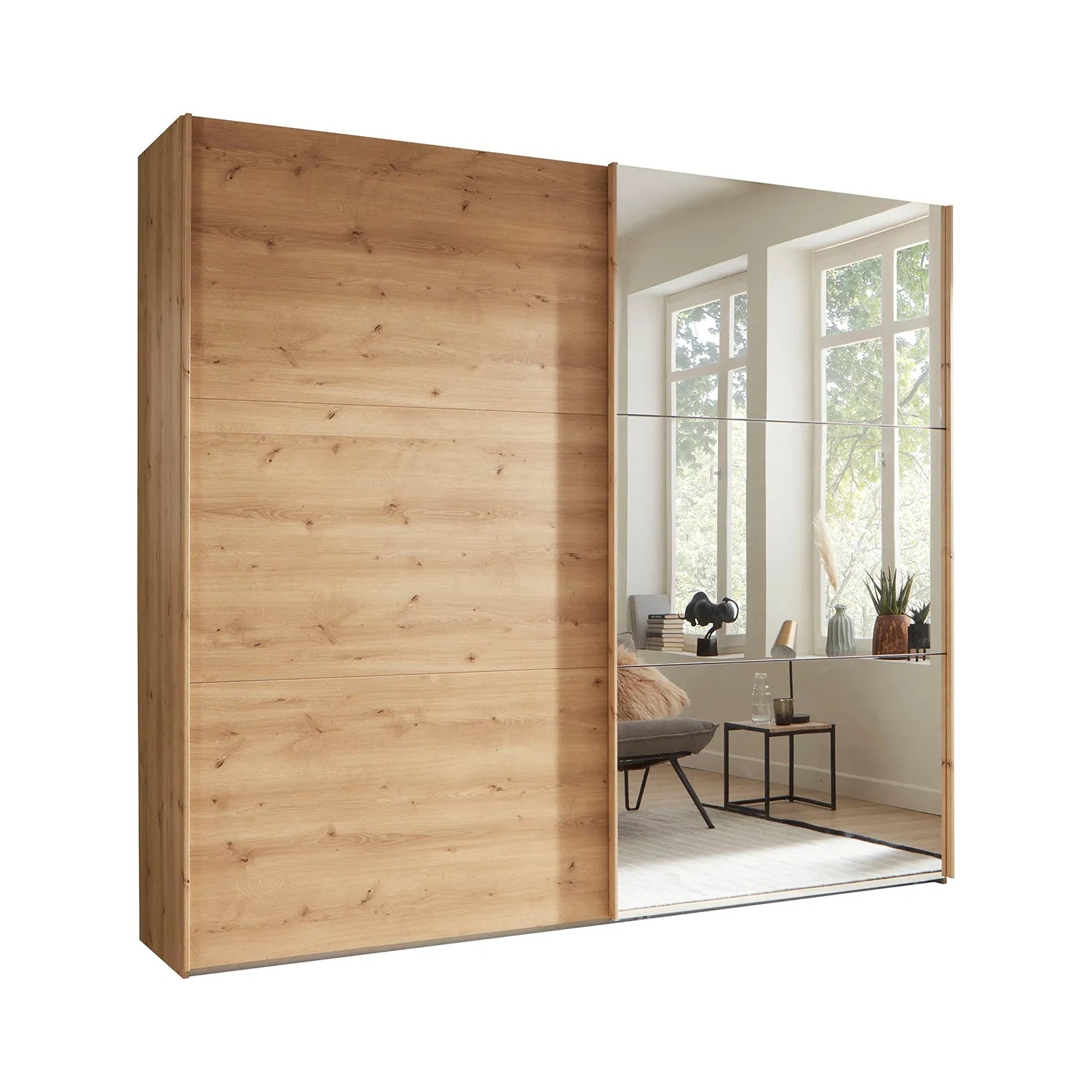 Wiemann Corfu Wooden wardrobe with a mirror door on a white background
