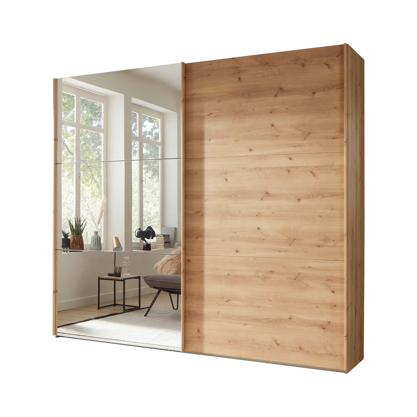 Corfu 2 Door sliding Wardrobe with Mirror on the left door