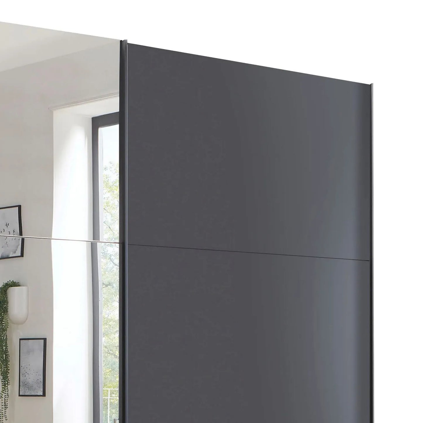 Corfu Graphite Sliding Door Wardrobe With Mirror by Wiemann - Close Up