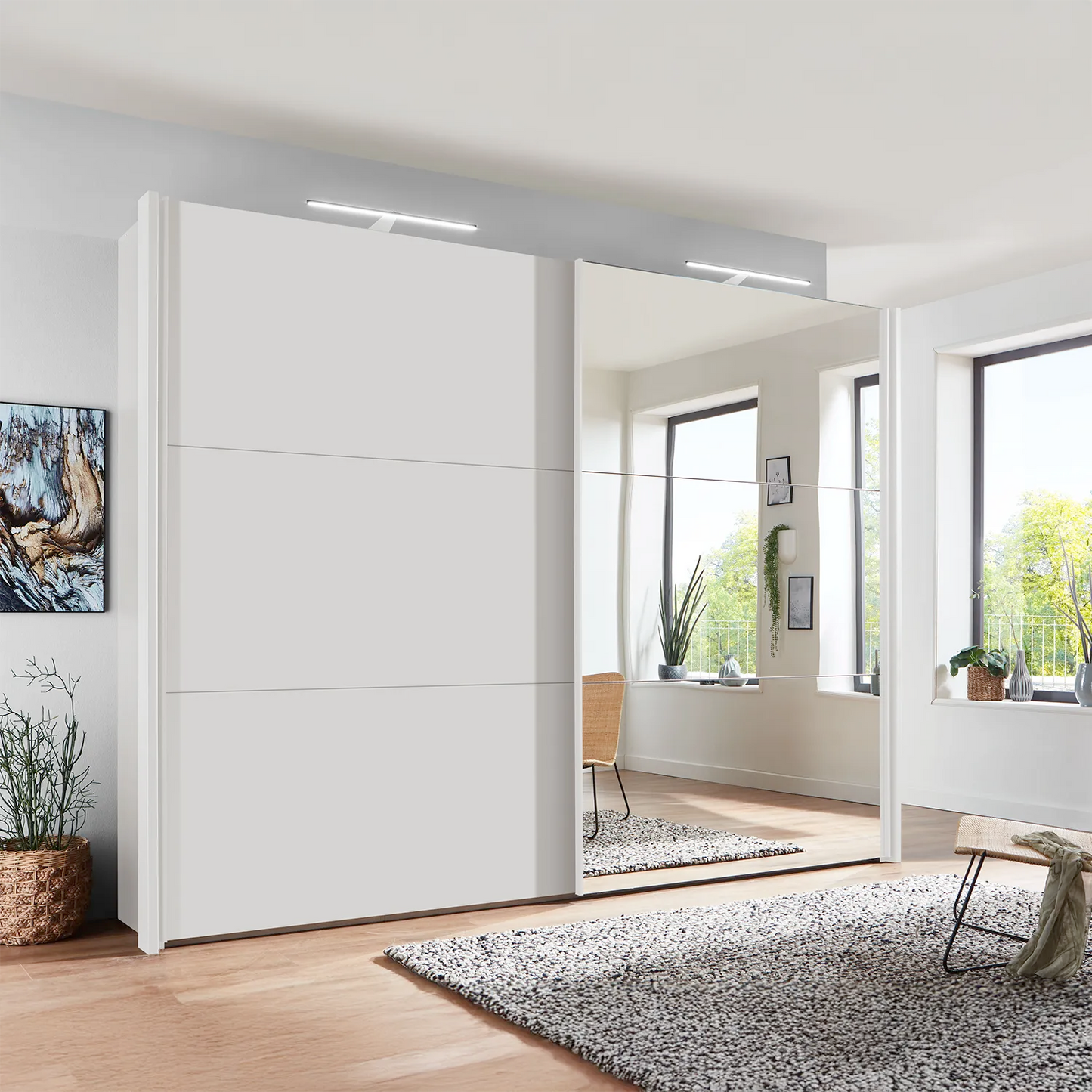 Corfu White and Mirror Sliding Door Wardrobe
