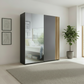 Dorset Grey Sliding 2 Door Mirrored Wardrobe 170cm