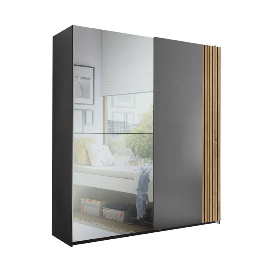 Dorset Grey Sliding 2 Door Mirrored Wardrobe 170cm