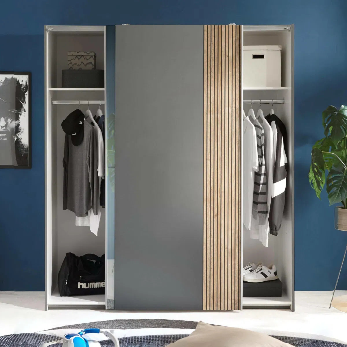 Dorset Grey Sliding 2 Door Mirrored Wardrobe 170cm