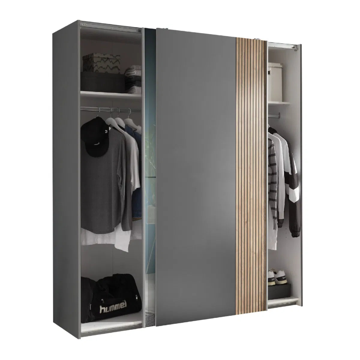 Dorset Grey Sliding 2 Door Mirrored Wardrobe 170cm