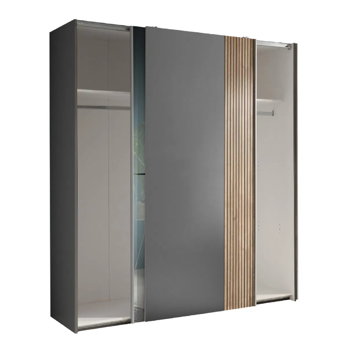 Dorset Grey Sliding 2 Door Mirrored Wardrobe 170cm