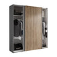 Modern grey sliding wardrobe with slatted effect door