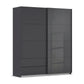 Elon 181cm Graphite & Basalt Glass Sliding 2 Door Wardrobe with Drawers