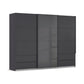Elon 181cm Graphite & Basalt Glass Sliding 3 Door Wardrobe with Drawers