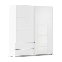 Elon 181cm White 2 Door Sliding Wardrobe with Drawers