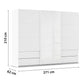 Elon 181cm White 3 Door Sliding Wardrobe with Drawers - Dimensions