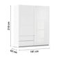 Elon 181cm White 2 Door Sliding Wardrobe with Drawers - Dimensions