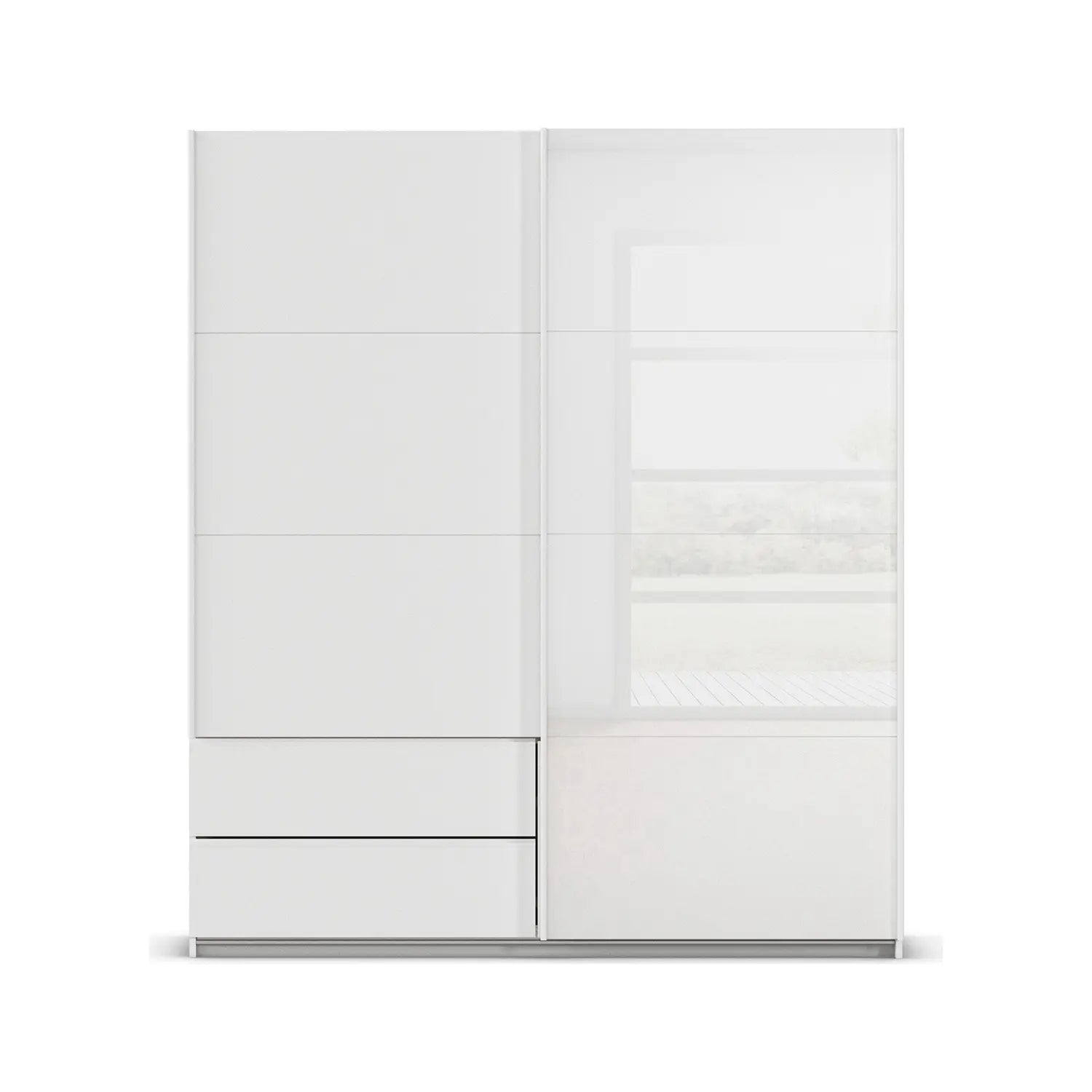 Elon 181cm White 2 Door Sliding Wardrobe with Drawers - Front view
