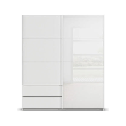 Elon 181cm White 2 Door Sliding Wardrobe with Drawers - Front view