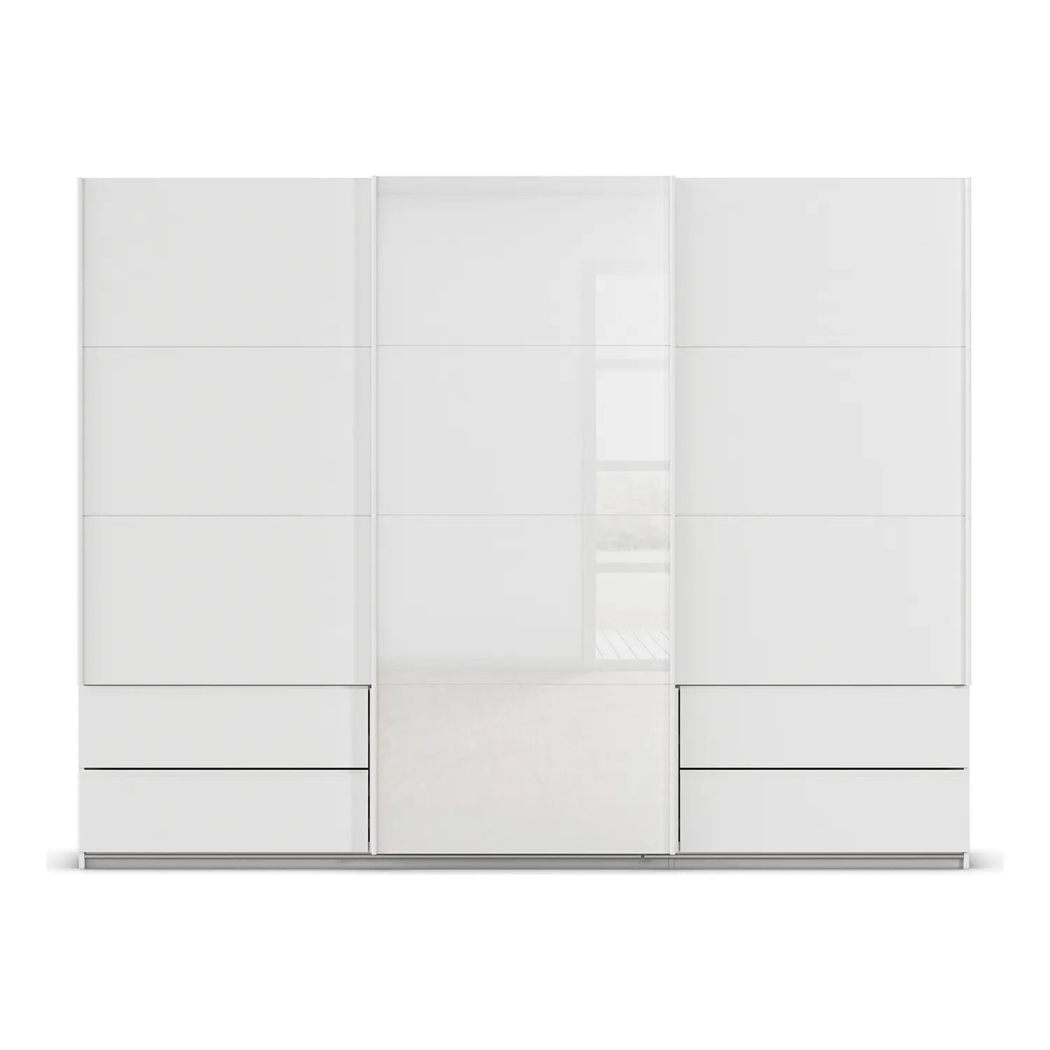 Elon 181cm White 3 Door Sliding Wardrobe with Drawers - Front view