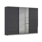 Elon Metallic Grey 181cm Sliding 3 Door Wardrobe with Drawers & Grey Mirror