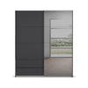 Elon Metallic Grey 181cm Sliding 2 Door Wardrobe with Drawers & Grey Mirror - Front view