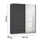 Elon Metallic Grey 181cm Sliding 2 Door Wardrobe with Drawers & Mirror - Dimensions
