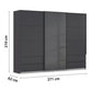 Mali 3 Sliding door Wardrobe with Mirror - Dimensions
