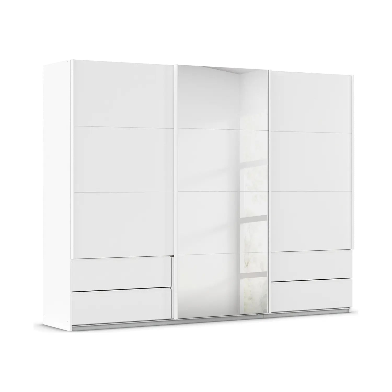 Elon White 181cm Sliding 3 Door Wardrobe with Drawers & Mirror