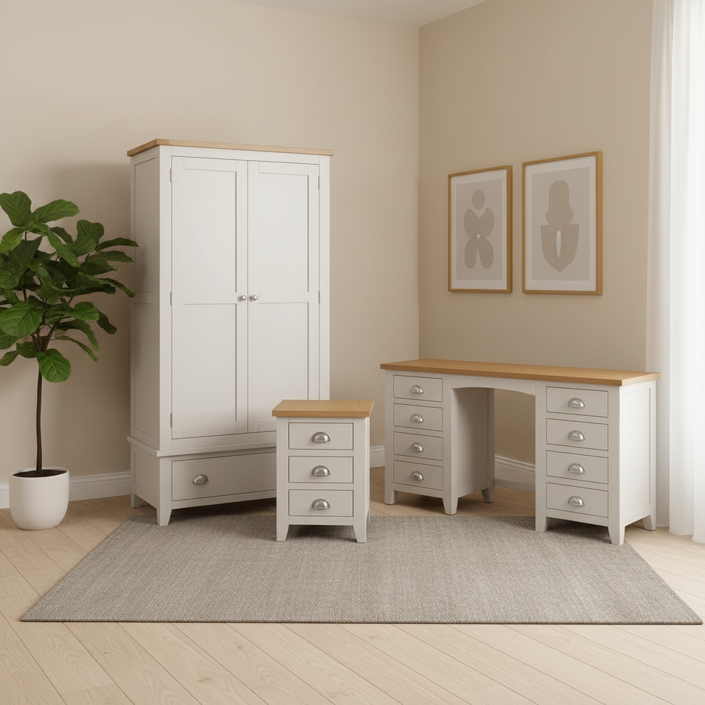Emily 2 Door Wardrobe, 3 Drawer Bedside & Dressing Table