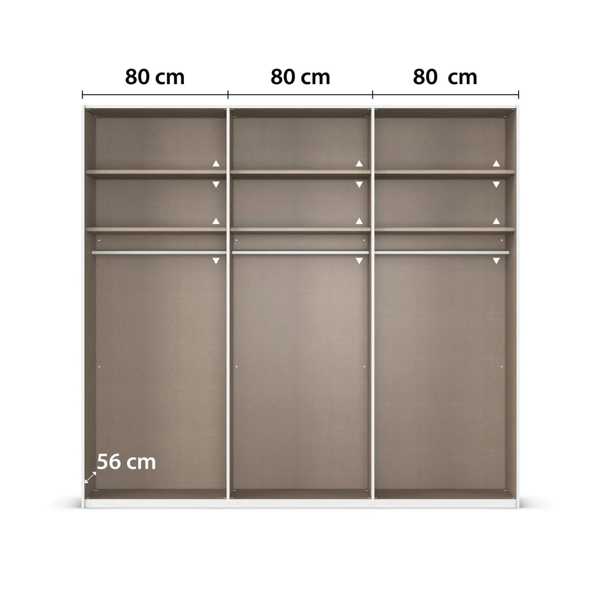 Rauch Wardrobe Internal compartment view and measurements 