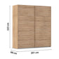 Rauch 200cm Wooden wardrobe with dimensions on a white background
