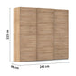 Wooden wardrobe with dimensions on a white background