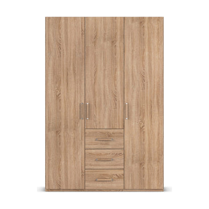Without Mirror 3 Door 3 Drawer Sonoma Oak Wardrobe