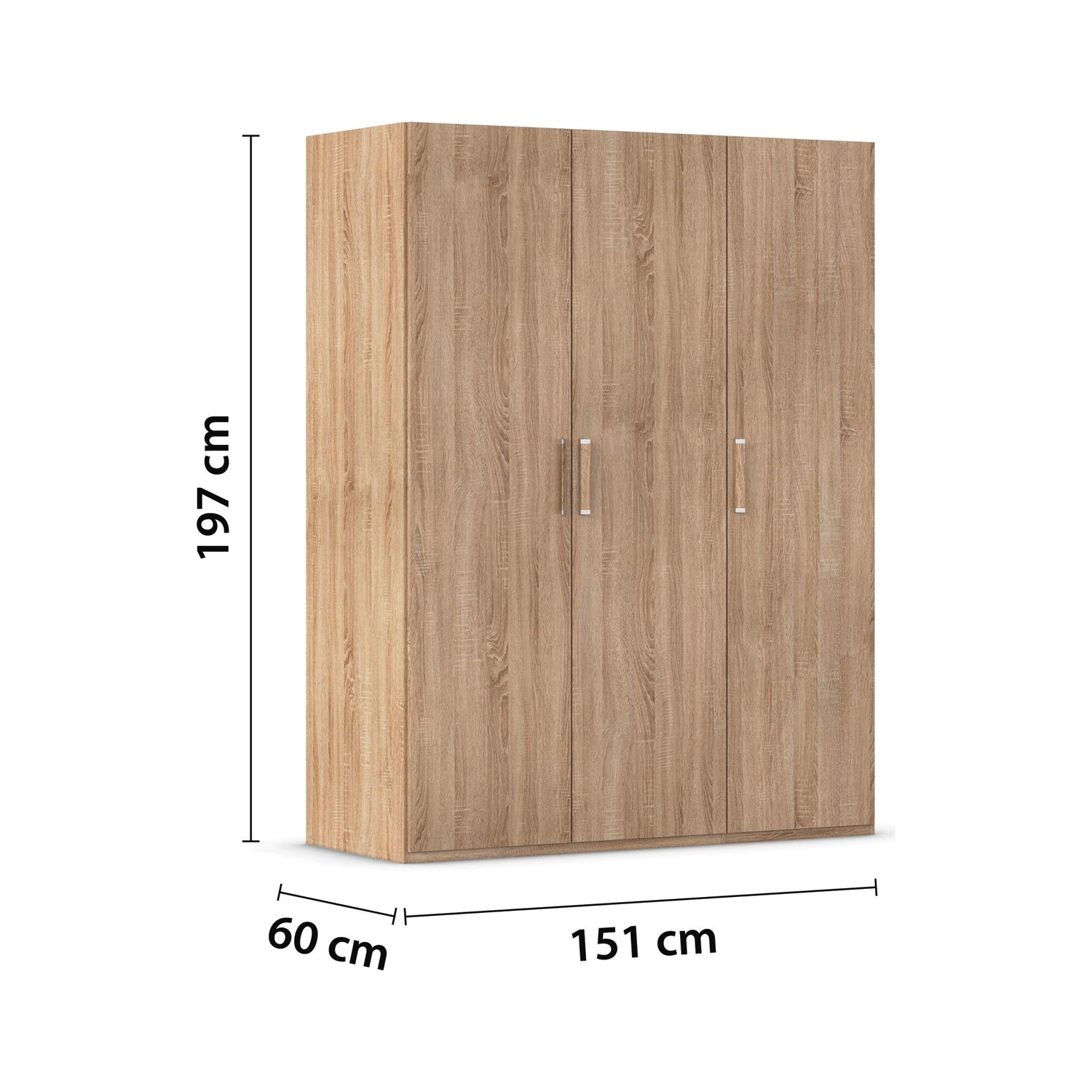 Rauch Eve Sonoma Oak 3 Door hinged Wardrobe Height 197 cm