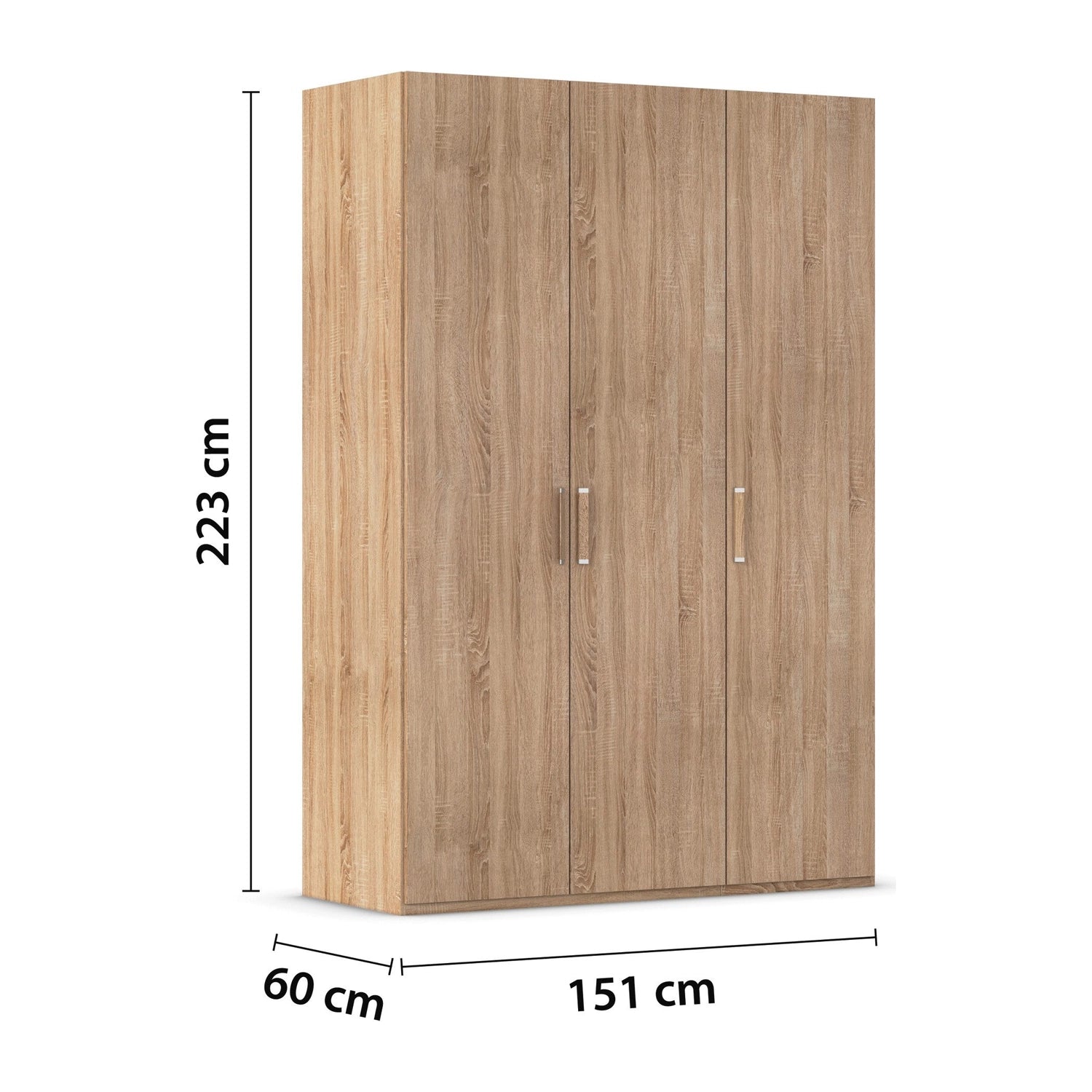Rauch Eve Sonoma Oak 3 Door hinged Wardrobe Height 223 cm