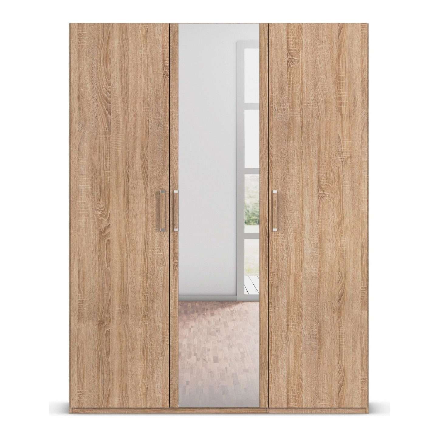 With Mirror 3 Door Sonoma Oak hinged Wardrobe