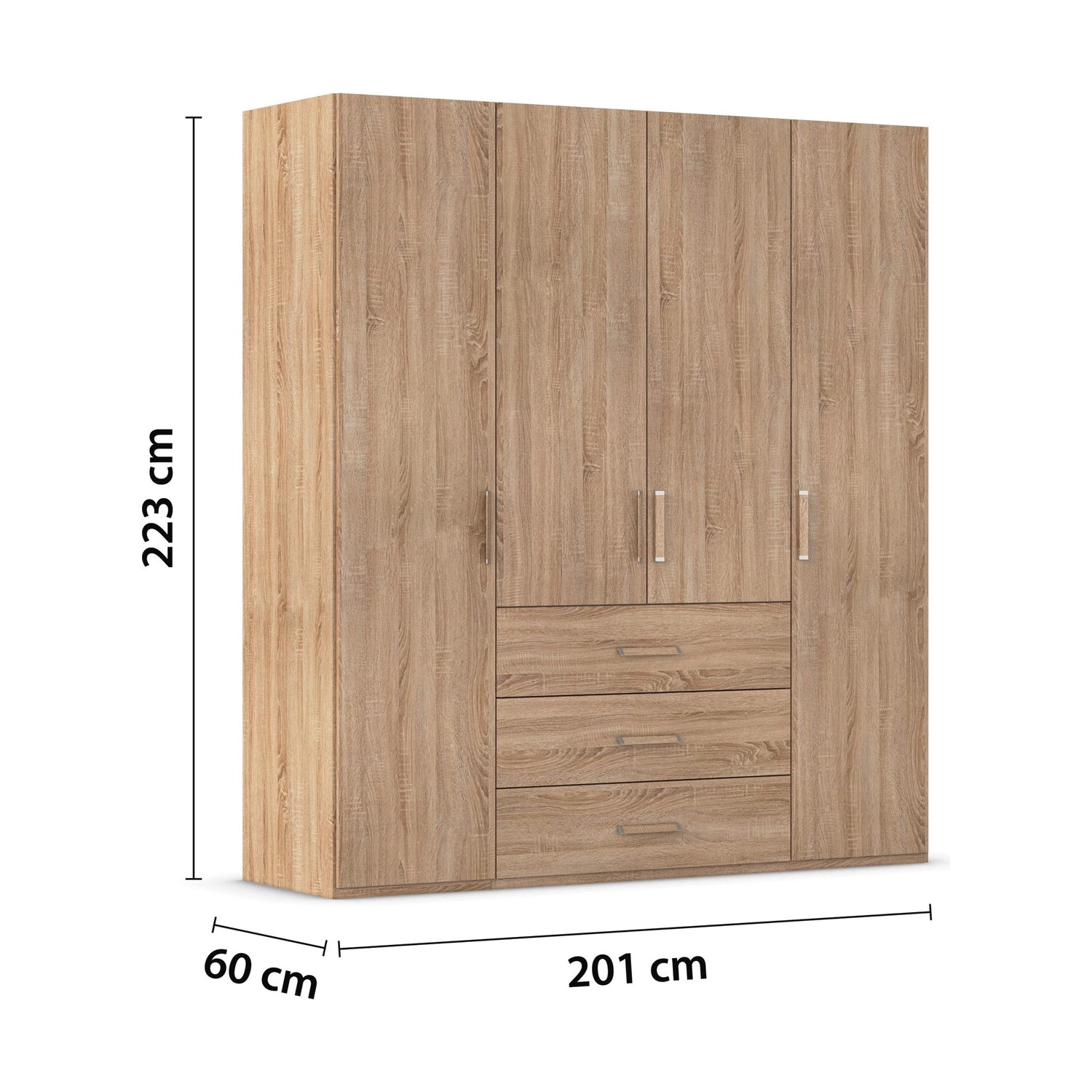 Rauch Eve Sonoma Oak 4 Door 3 Drawer Wardrobe height 223 cm