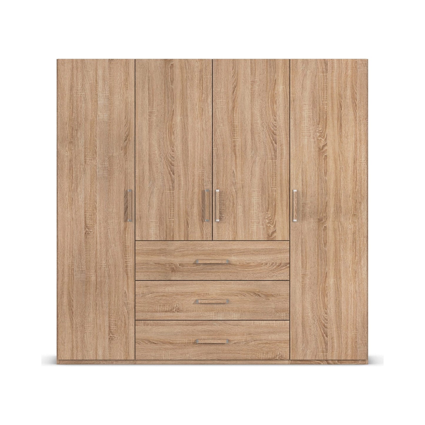Without Mirror 4 Door 3 Drawer Sonoma Oak Wardrobe