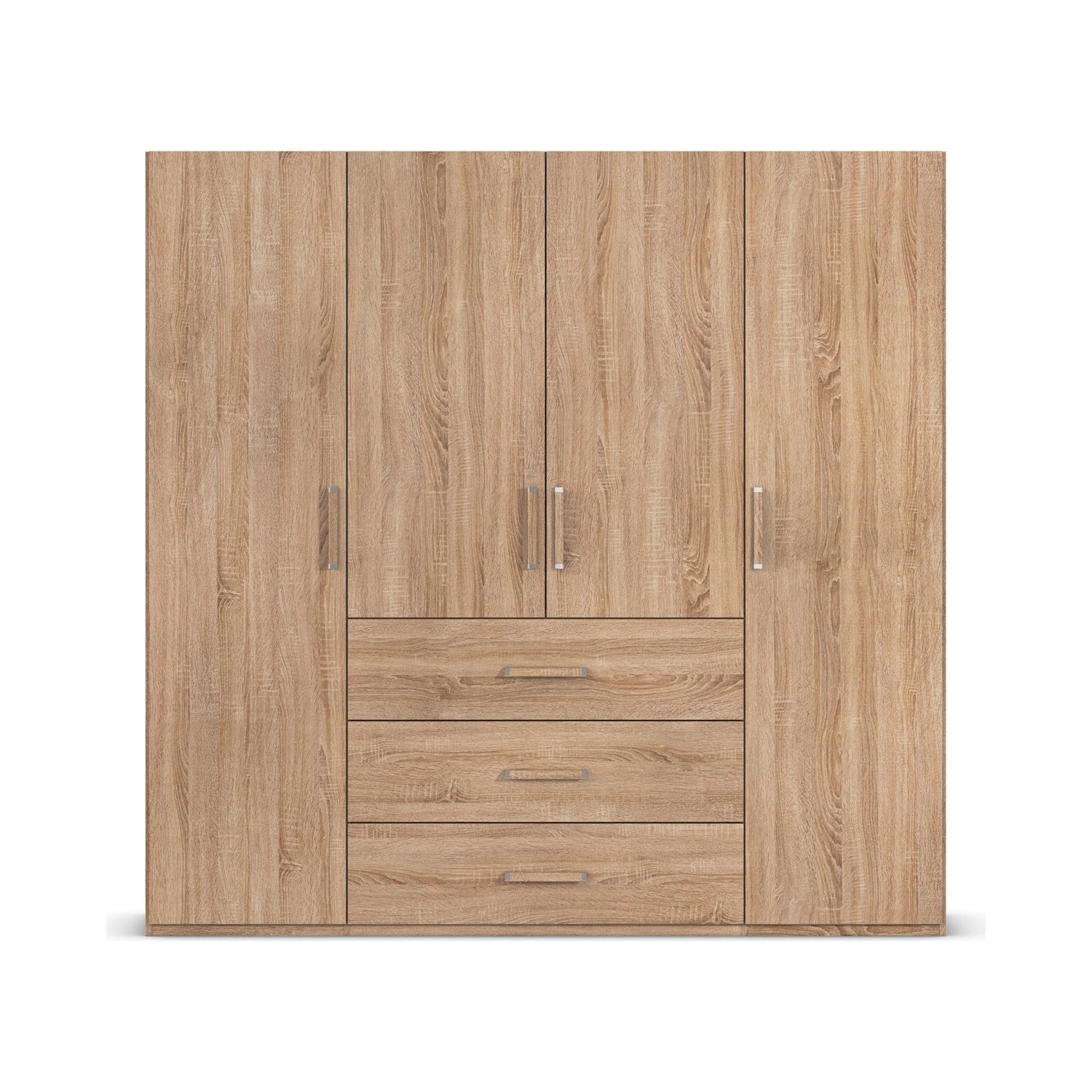 Without Mirror 4 Door 3 Drawer Sonoma Oak Wardrobe