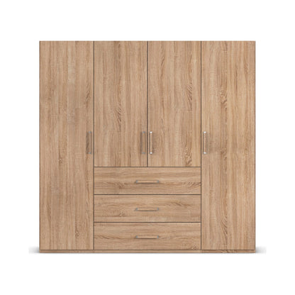 Without Mirror 4 Door 3 Drawer Sonoma Oak Wardrobe