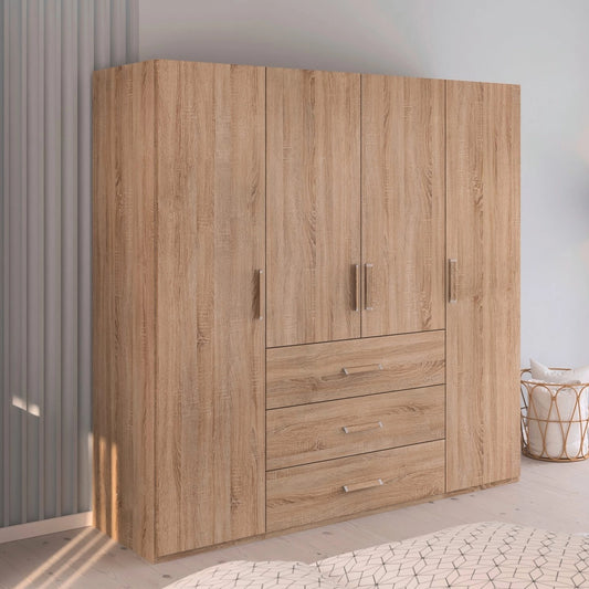Rauch Eve Sonoma Oak 4 Door 3 Drawer Wardrobe in bedroom