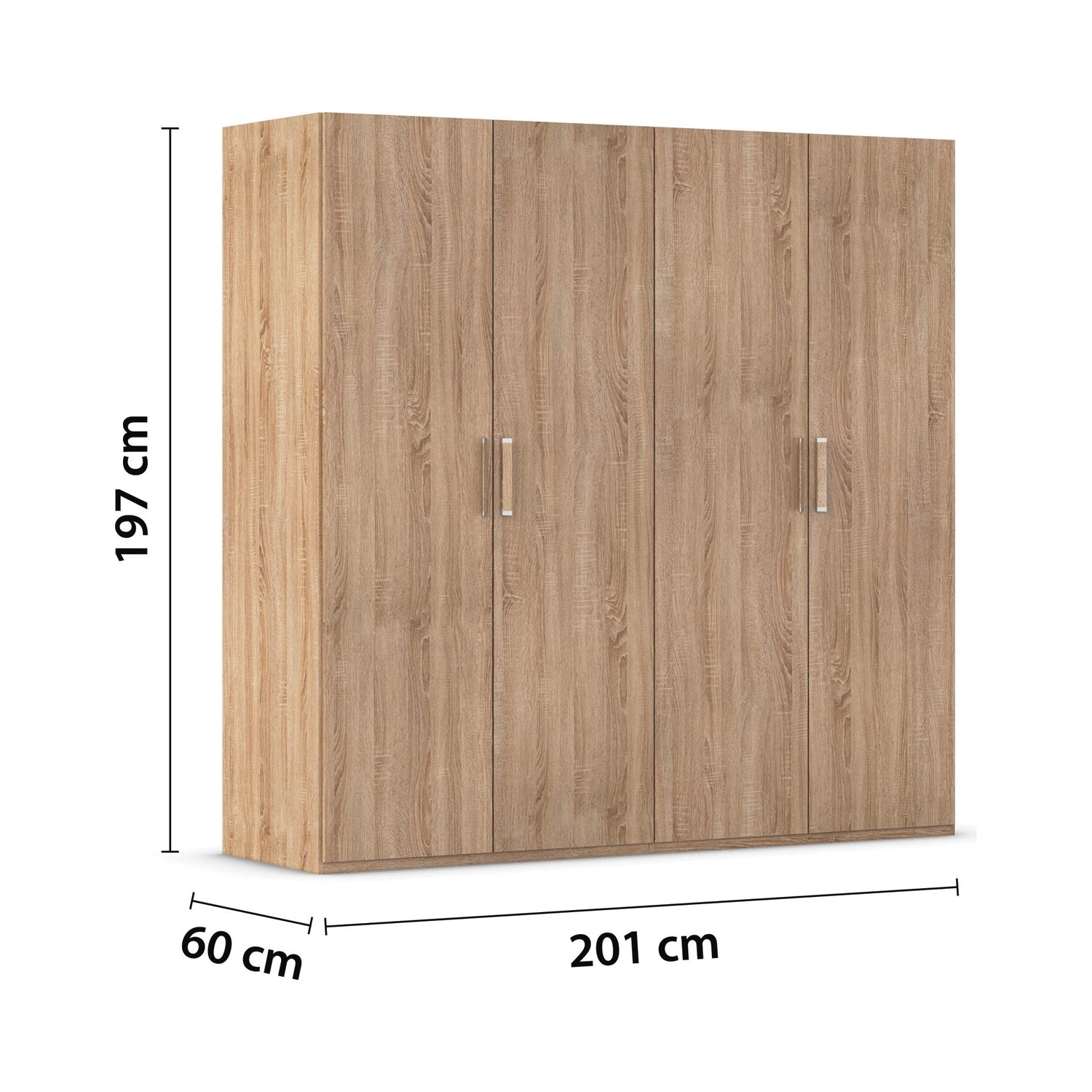 Rauch Eve Sonoma Oak 4 Door hinged Wardrobe Height 197 cm