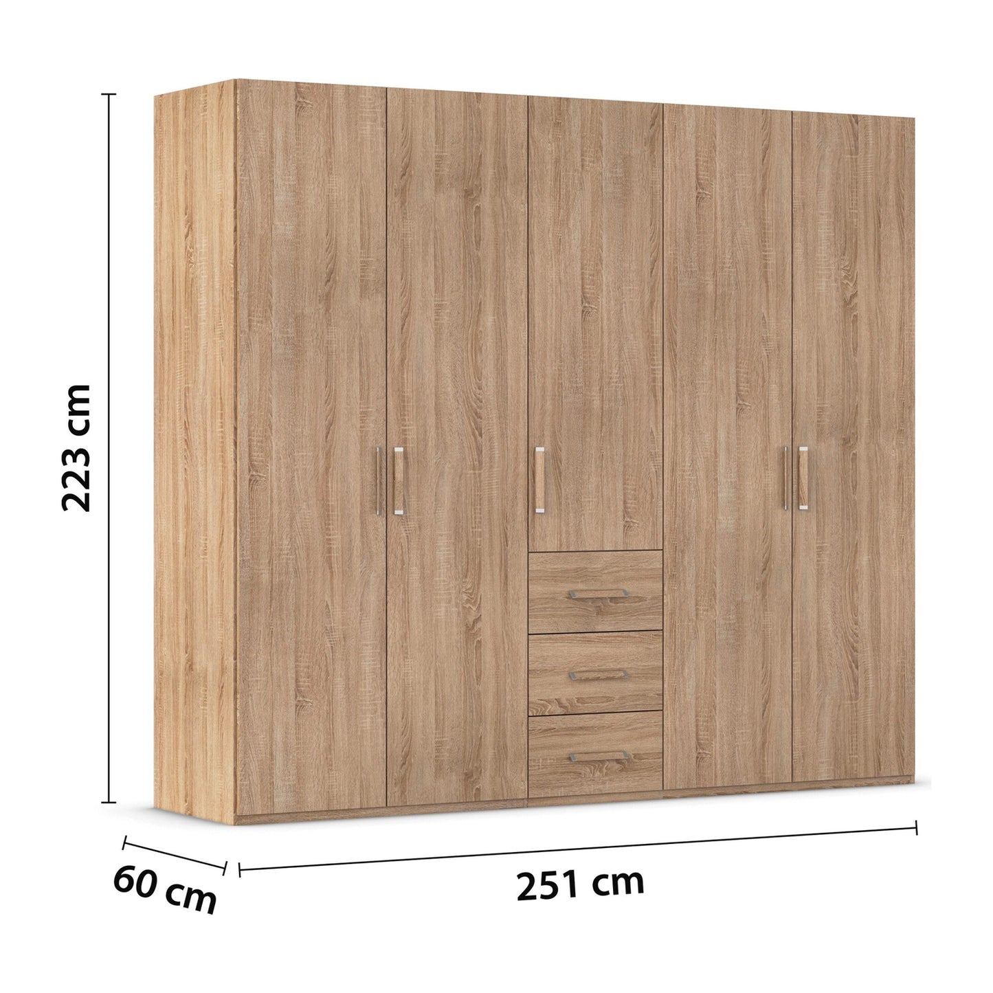 Rauch Eve Sonoma Oak 5 Door 3 Drawer Wardrobe height 223 cm