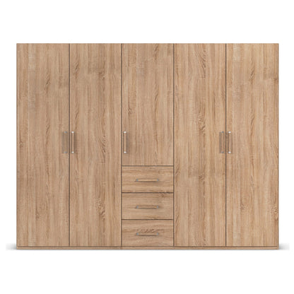 Without Mirror 5 Door 3 Drawer Sonoma Oak Wardrobe