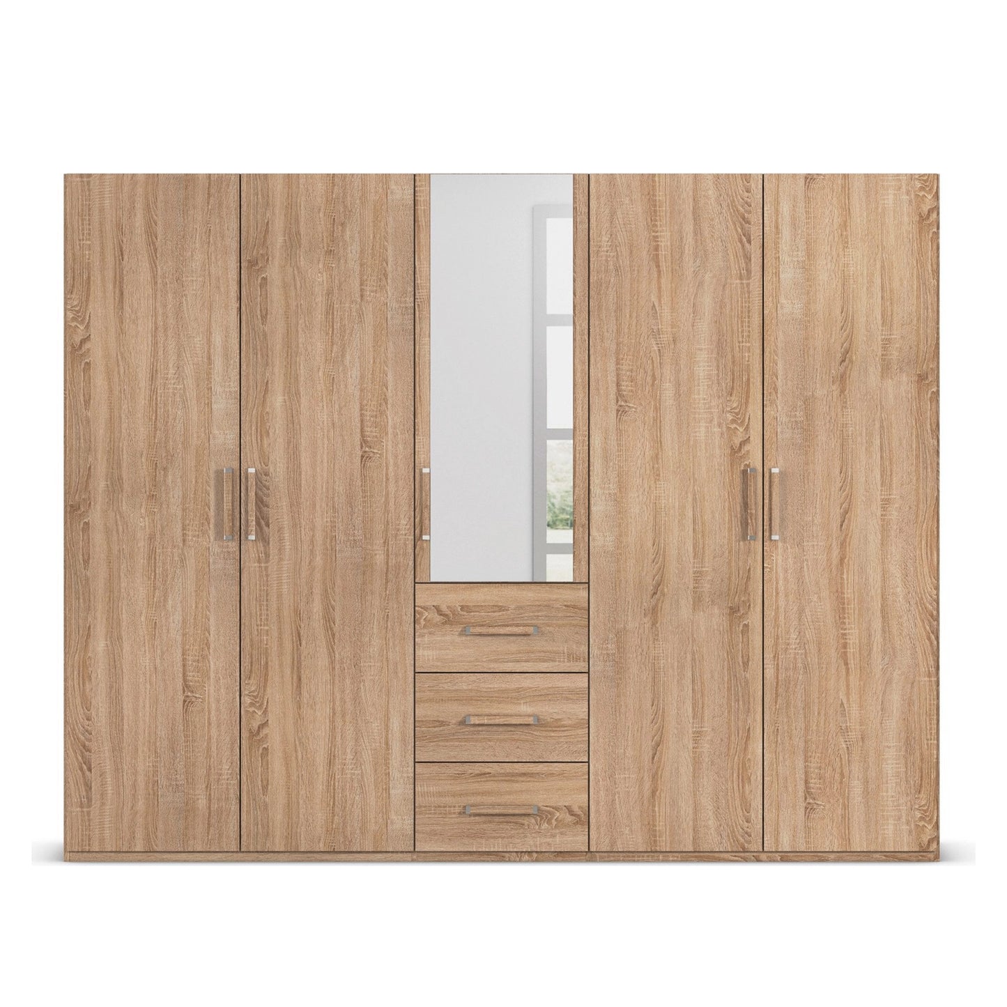With Mirror 5 Door 3 Drawer Sonoma Oak wardrobe