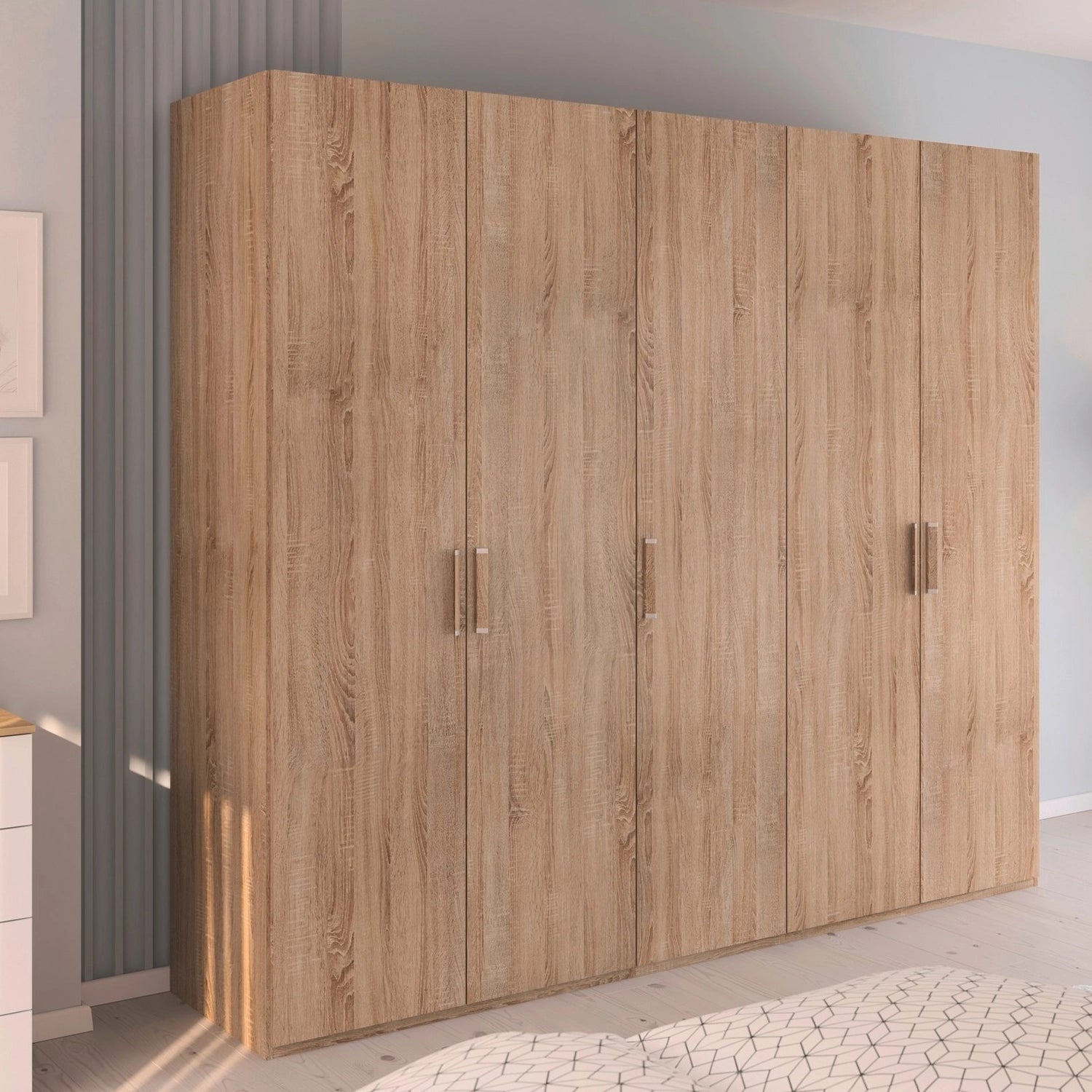 Rauch Eve Sonoma Oak 5 Door hinged Wardrobe in bedroom