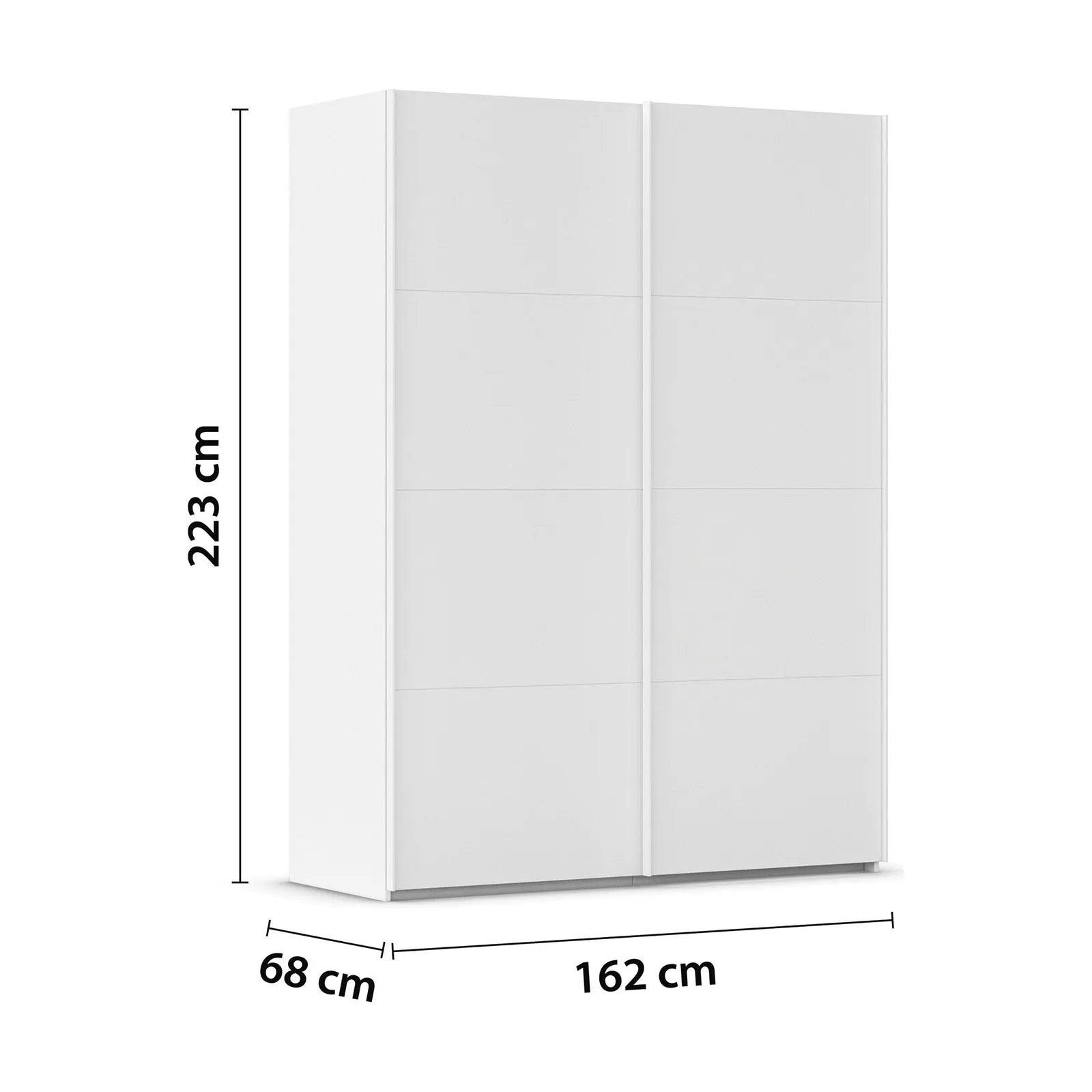 162cm Wide Rauch Eve White Decor Compact 2 Door Sliding Wardrobe
