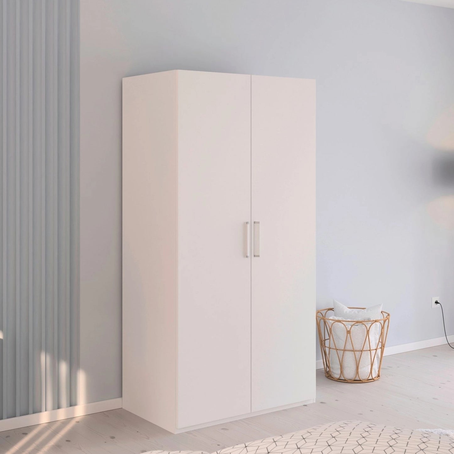 Rauch Eve White 2 Door hinged Wardrobe in bedroom