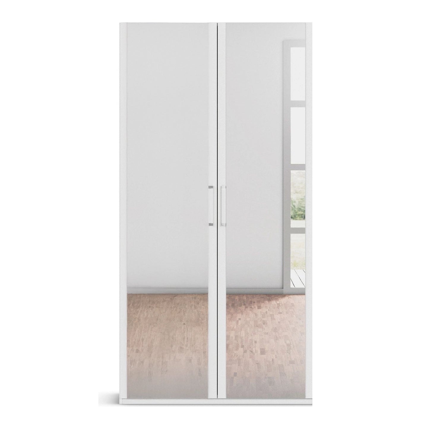 With Mirror Small White hinged Wardrobe