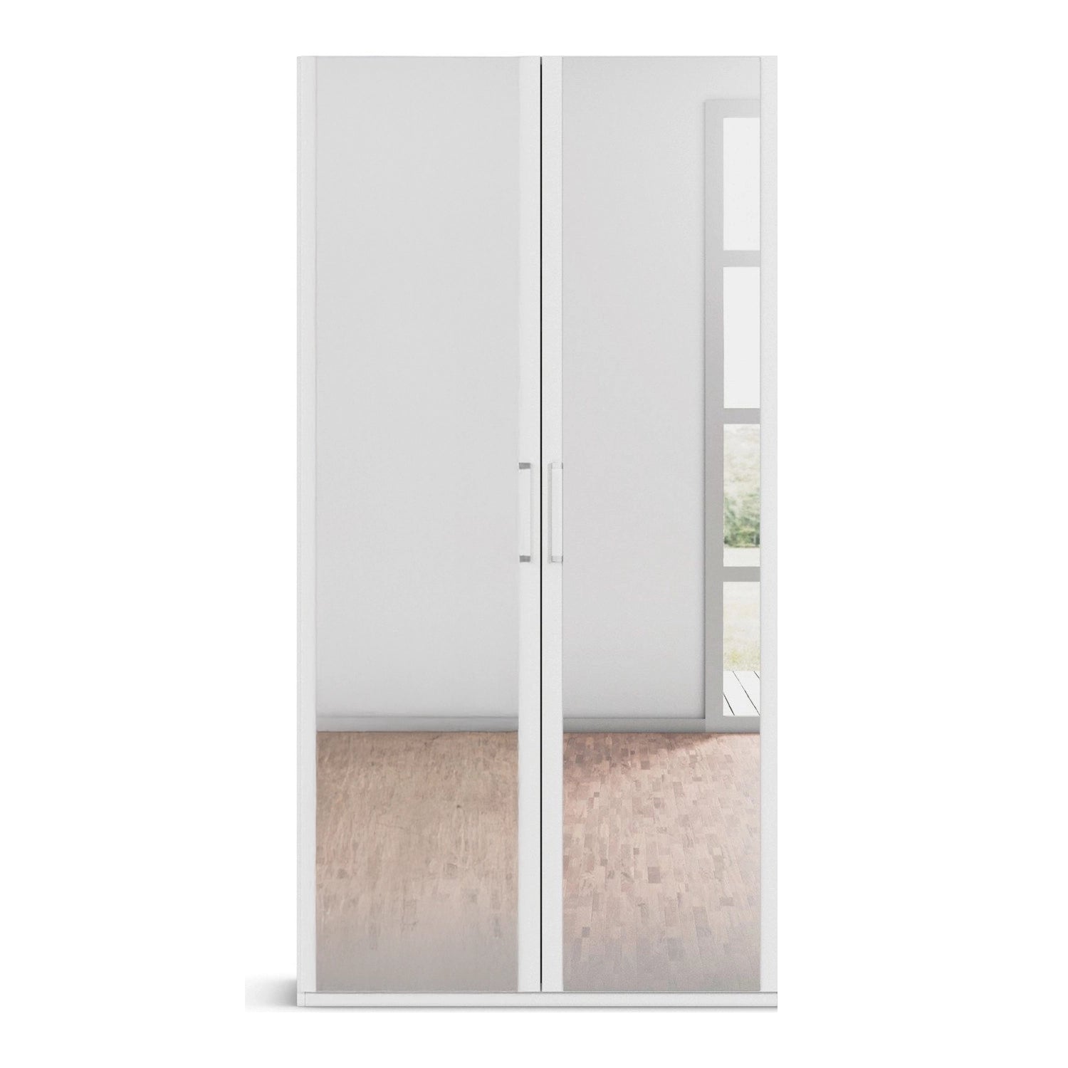 With Mirror Small White hinged Wardrobe