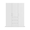 Without Mirror 3 Door 3 Drawer White Wardrobe